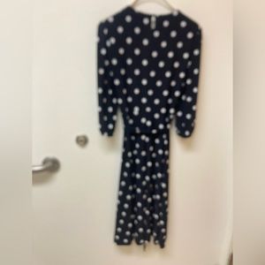LAUREN RALPH  LAUREN Navy Blue Polka Dot Dress (12)